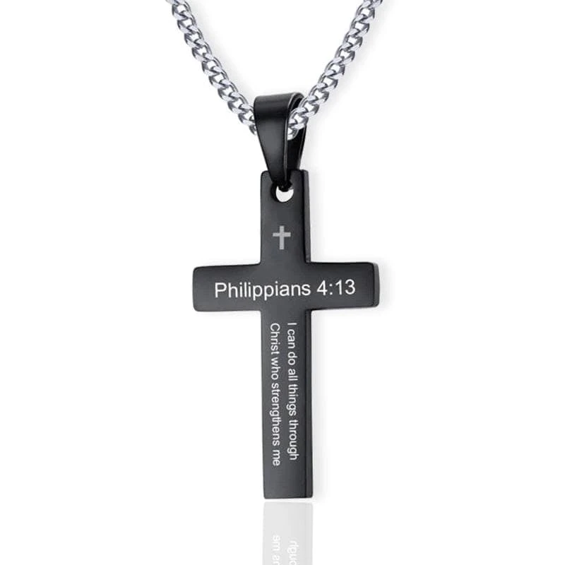 Men's Christian Necklace Philippians 4:13 3 Men's Christian Necklace Philippians 4:13