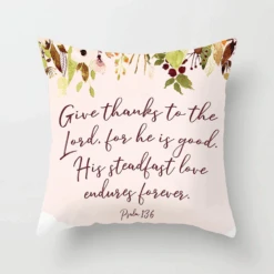 Christian Pillow Cover Psalm 136