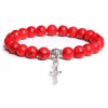 Cross Bead Bracelet Charm Red Stone 1 Cross Bead Bracelet Charm Red Stone -Lord's Guidance red stone cross charm bracelet lord s guidance
