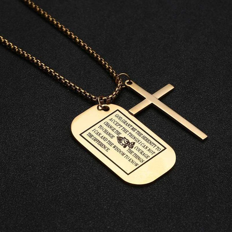 Men's Christian Necklace Serenity Prayer Dog Tag 6 Men's Christian Necklace Serenity Prayer Dog Tag - Image 4