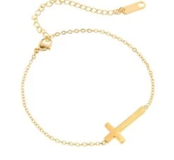 Women's Cross Bracelet Sideways Cross 8 Women's Cross Bracelet Sideways Cross -Lord's Guidance sideway cross bracelet gold lords guidance