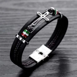 Men's Cross Bracelet Elegant Sideways Cross 11 Men's Cross Bracelet Elegant Sideways Cross -Lord's Guidance sideway cross bracelet with leather band lord s guidance