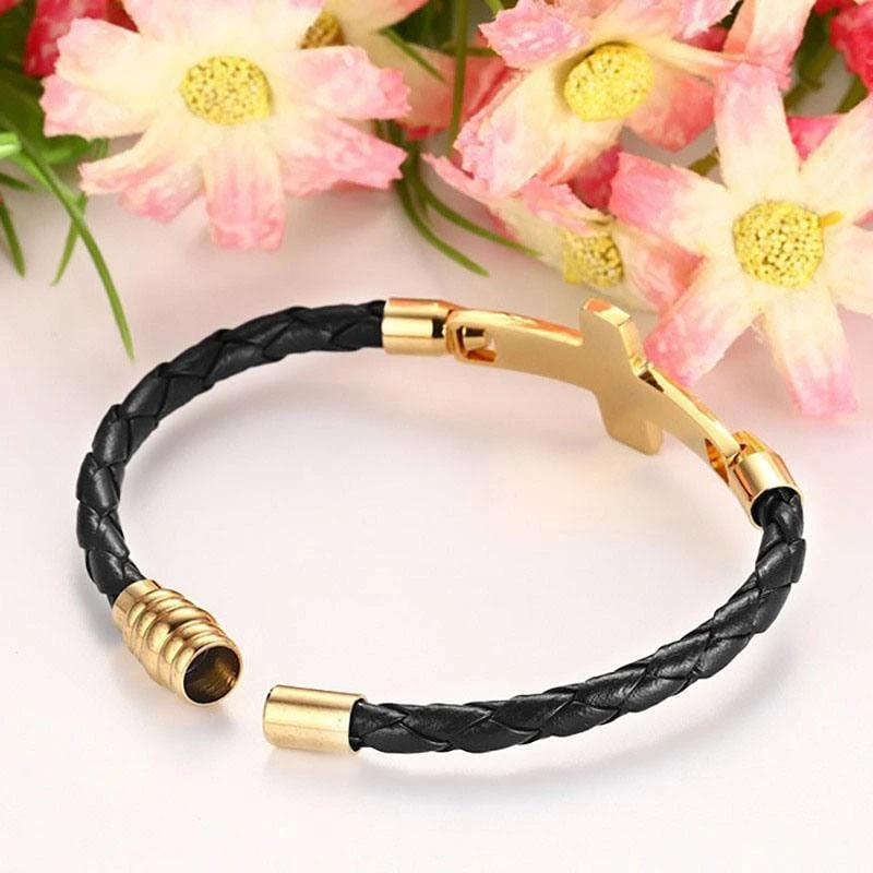 Women's Cross Bracelet Braided Leather 5 Women's Cross Bracelet Braided Leather - Image 3