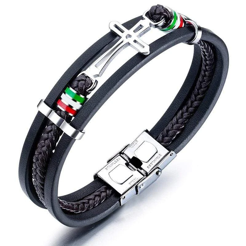 Men's Cross Bracelet Elegant Sideways Cross 3 Men's Cross Bracelet Elegant Sideways Cross