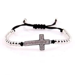 Women's Cross Bracelet Beads And Rope 7 Women's Cross Bracelet Beads And Rope -Lord's Guidance silver bead cross bracelet rope lord s guidance