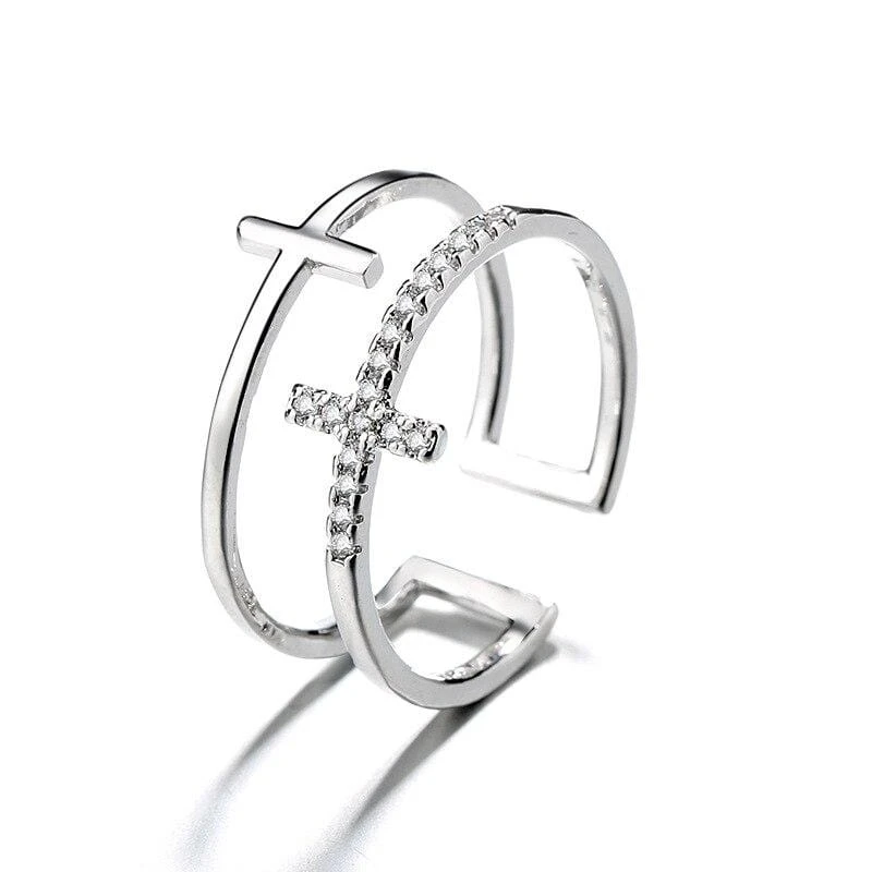 Christian Ring Double Cross (Silver) 3 Christian Ring Double Cross (Silver)