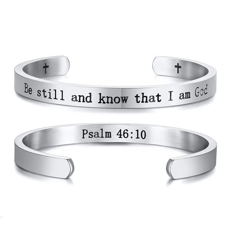 Bible Verse Bracelet Be Still (Cuff) 4 Bible Verse Bracelet Be Still (Cuff) - Image 2
