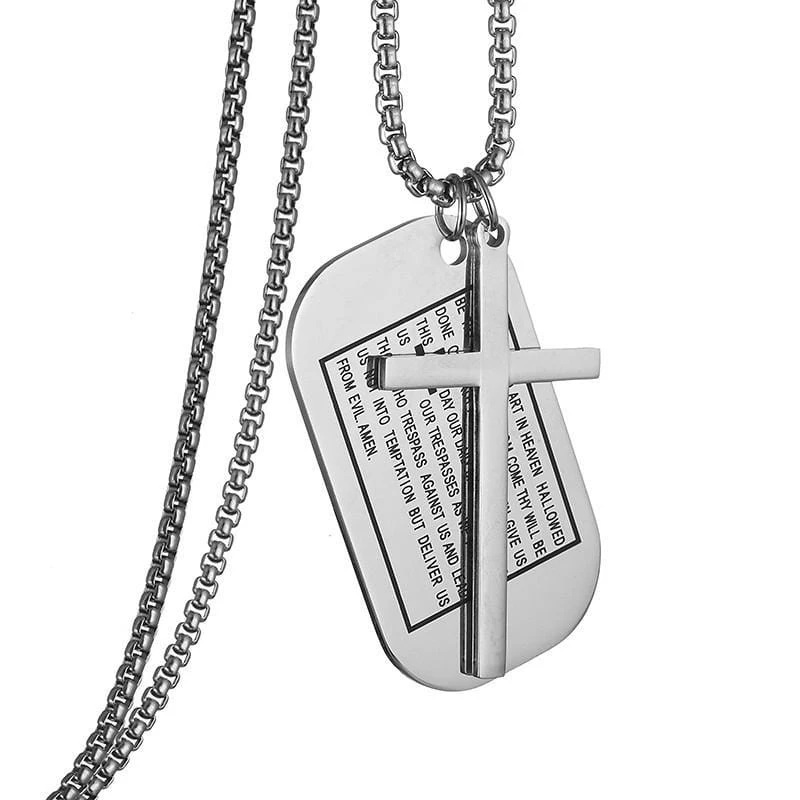 Men's Christian Necklace Lord's Prayer Dog Tag 5 Men's Christian Necklace Lord's Prayer Dog Tag - Image 3