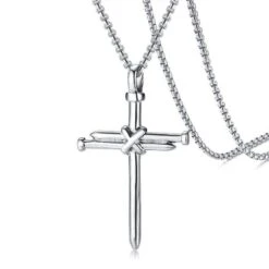 Men's Christian Necklace Nails (Silver)