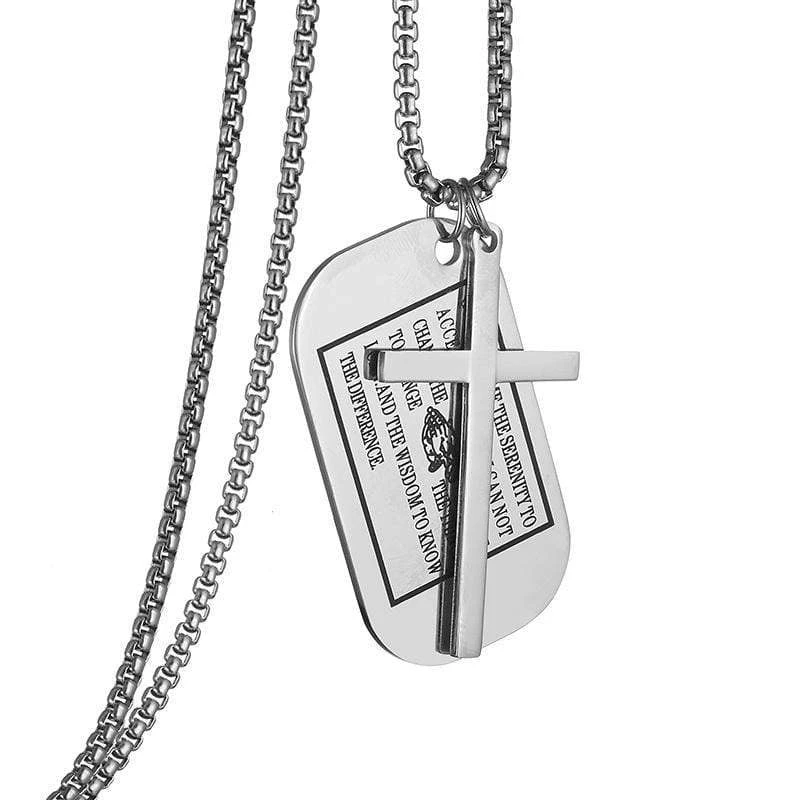 Men's Christian Necklace Serenity Prayer Dog Tag 3 Men's Christian Necklace Serenity Prayer Dog Tag