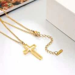 Women's Christian Necklace Hollowed 9 Women's Christian Necklace Hollowed -Lord's Guidance small cross necklace womens golden