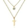 Women's Christian Necklace Choker Diamond (Golden) 2 Women's Christian Necklace Choker Diamond (Golden) -Lord's Guidance smalldiamondchokercrossnecklace