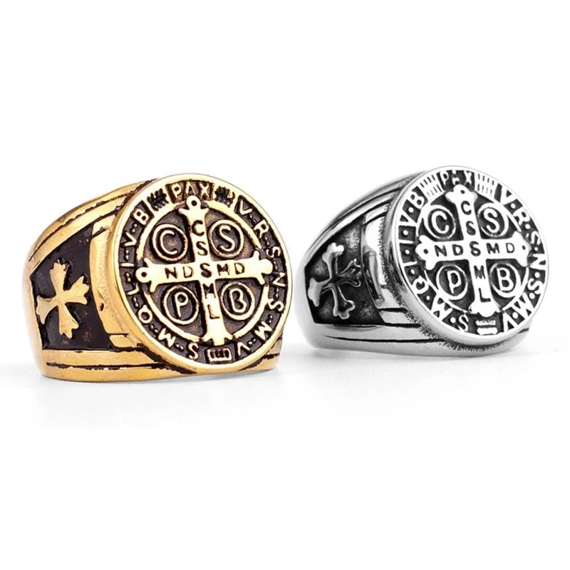 Christian Ring St Benedict Signet Ring 6 Christian Ring St Benedict Signet Ring - Image 4