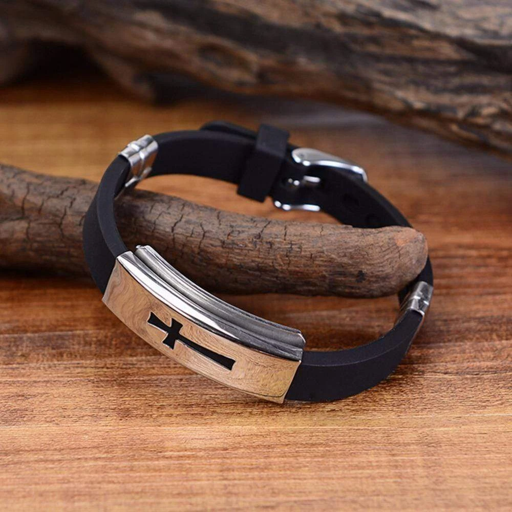 Men's Cross Bracelet Stainless Steel 5 Men's Cross Bracelet Stainless Steel - Image 3