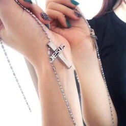 Men's Christian Necklace Jesus Name (Steel) 5 Men's Christian Necklace Jesus Name (Steel) -Lord's Guidance steel Jesus Name Cross Necklace lord s guidance