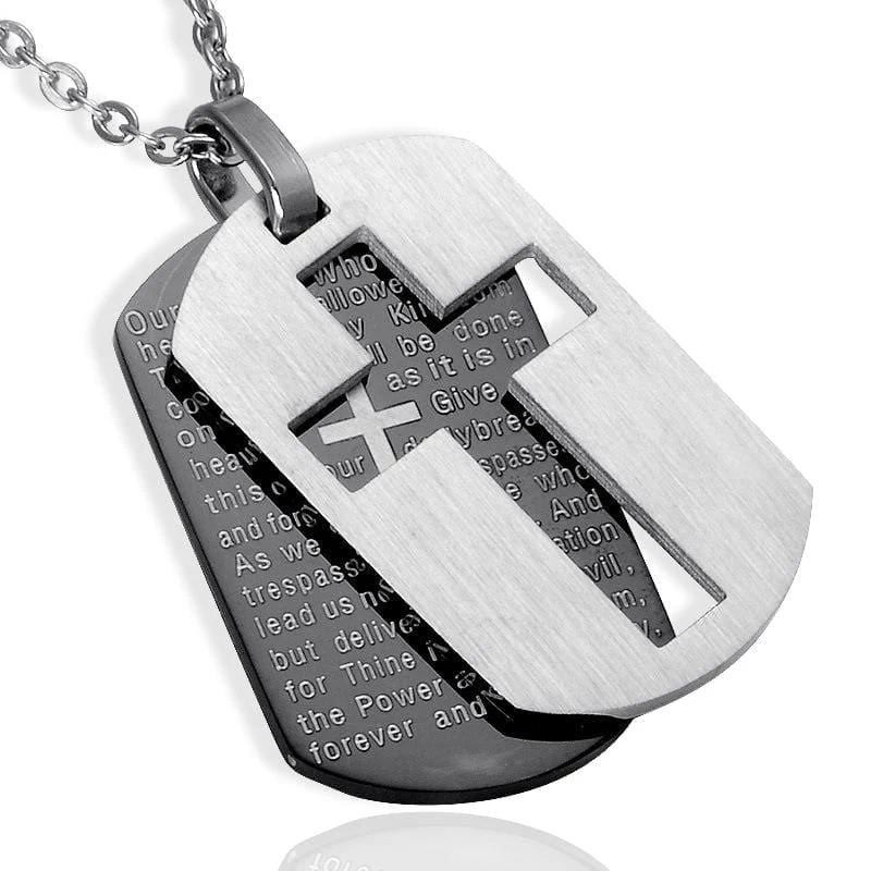 Men's Christian Necklace Lord's Prayer Hollow Cross 4 Men's Christian Necklace Lord's Prayer Hollow Cross - Image 2