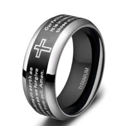 Christian Ring Black Lord's Prayer (Titanium)