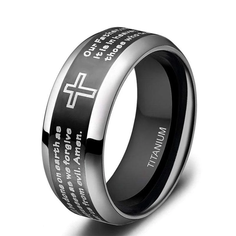 Christian Ring Black Lord's Prayer (Titanium) 3 Christian Ring Black Lord's Prayer (Titanium)