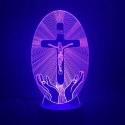 Christian Lamp Jesus Savior 14 Christian Lamp Jesus Savior -Lord's Guidance violet jesus cross nigh light lords guidance