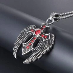 Men's Christian Necklace Gothic Wings 7 Men's Christian Necklace Gothic Wings -Lord's Guidance wing cross necklace gothic lord s guidance