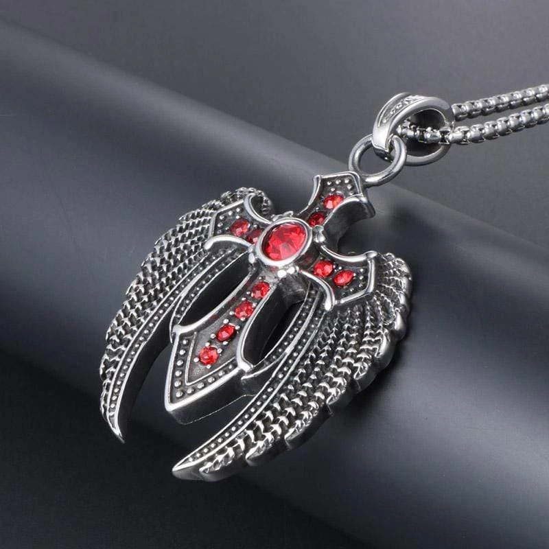 Men's Christian Necklace Gothic Wings 5 Men's Christian Necklace Gothic Wings - Image 3