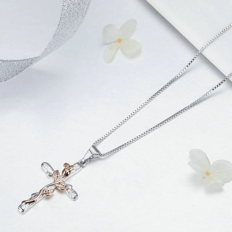 Women's Christian Necklace Flower Cross 4 Women's Christian Necklace Flower Cross - Image 2