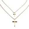 Women's Christian Necklace Double Chain Cross