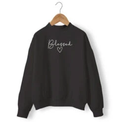 Christian Sweatshirt Blessed Heart 12 Christian Sweatshirt Blessed Heart -Lord's Guidance womens blessed sweatshirt black
