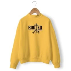 Christian Sweatshirt Rooted 16 Christian Sweatshirt Rooted -Lord's Guidance womens faith sweater yellow