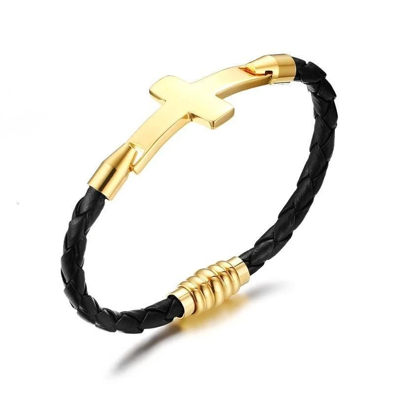 Women's Cross Bracelet Braided Leather 3 Women's Cross Bracelet Braided Leather