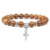 Cross Bead Bracelet Wooden Charm 1 Cross Bead Bracelet Wooden Charm -Lord's Guidance wooden stone cross charm bracelet lord s guidance