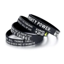 Bible Verse Bracelet Wristbands 4PCS (Silicone) 9 Bible Verse Bracelet Wristbands 4PCS (Silicone) -Lord's Guidance wristband bible verse lord s guidance