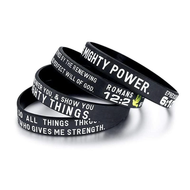 Bible Verse Bracelet Wristbands 4PCS (Silicone) 5 Bible Verse Bracelet Wristbands 4PCS (Silicone) - Image 3