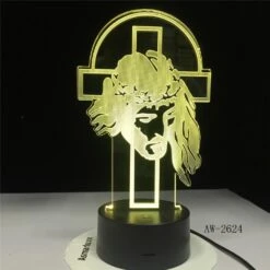 Christian Lamp Jesus Face 17 Christian Lamp Jesus Face -Lord's Guidance yellow jesus 3d illusion lamp lords guidance